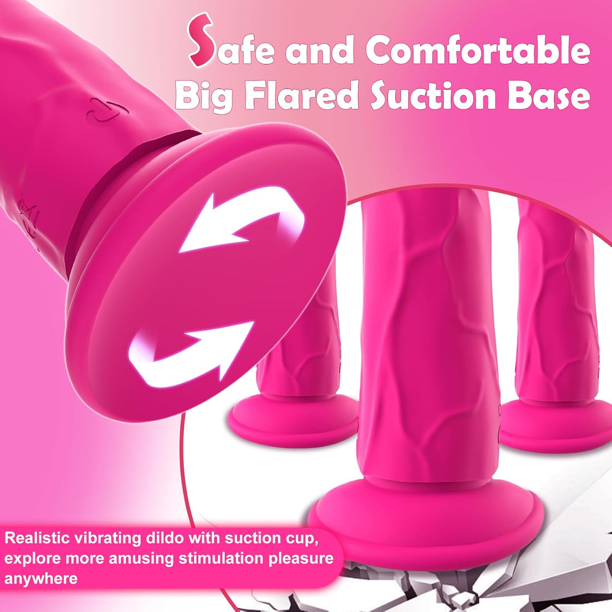Realistic Pink Dildo G Spot Clit Vibrator Adult Sex Toys for Women Men