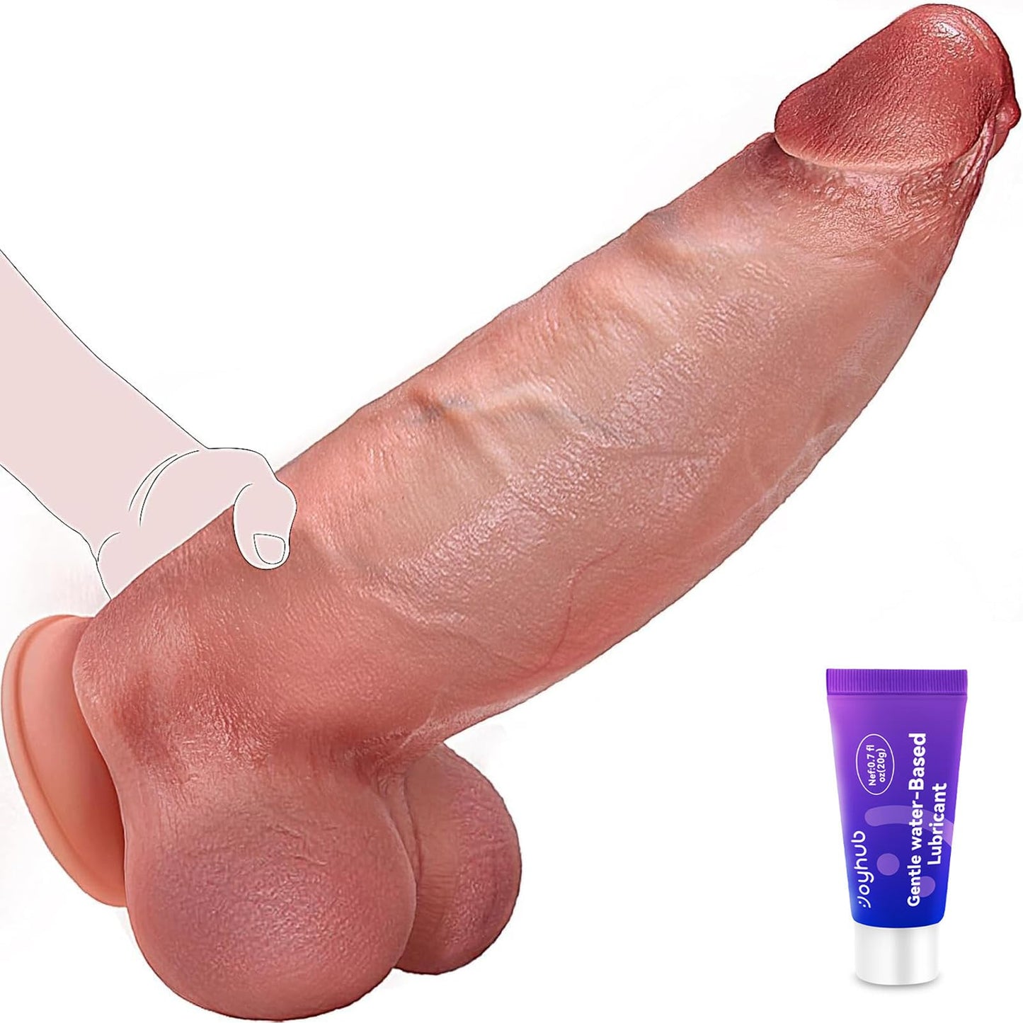 Coocfan 10.8" Realistic Huge Dildo Sex Toys, Dual-Layer Silicone Strap-On