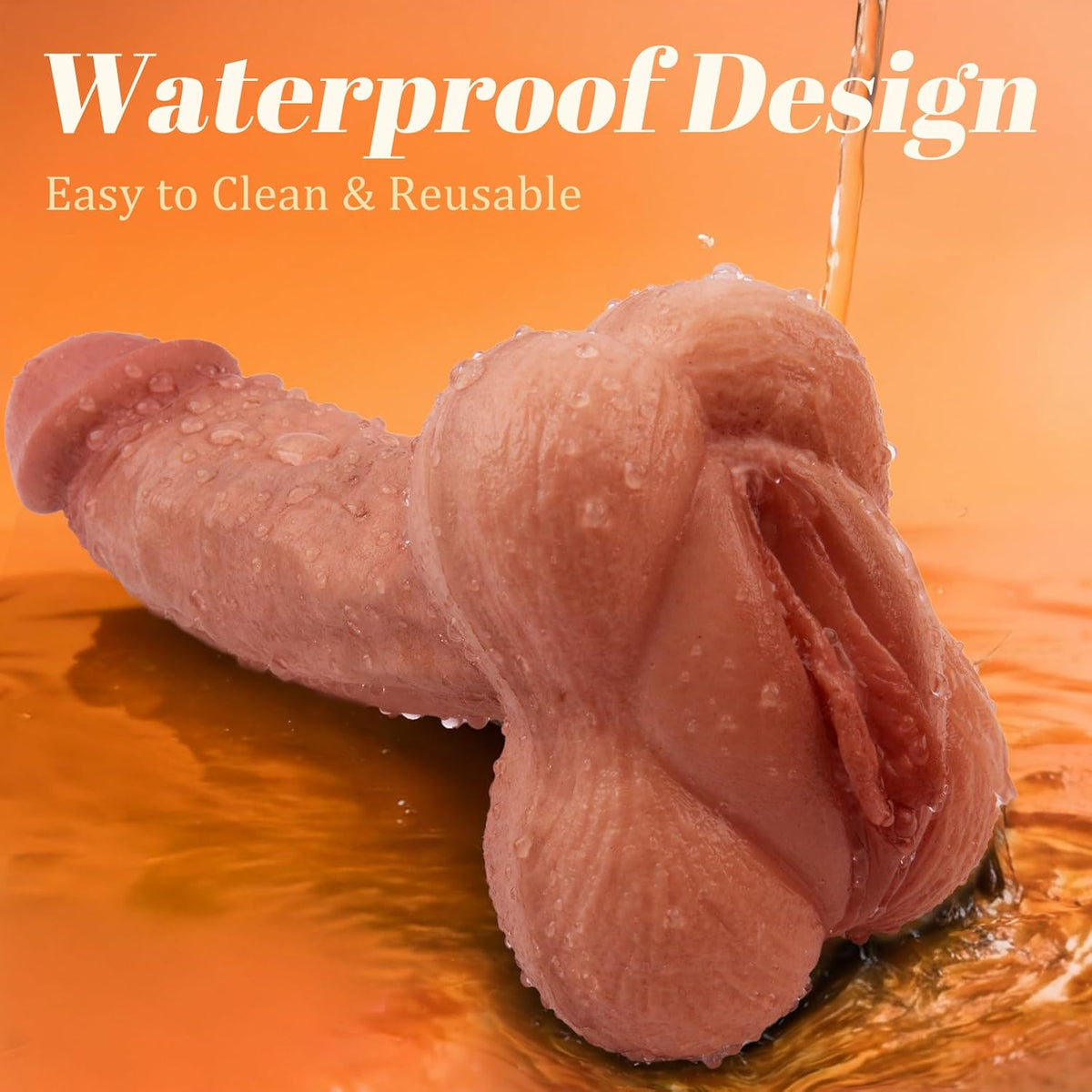 2 in 1 Silicone Male Masturbator Dildo with Lifelike Vagina, 8.6in Realistic Pocket Pussy and Dildo Design, Penis Sleeve Extender Stroker, Soft Silicone Adult Sex Toys for Men Women Couples